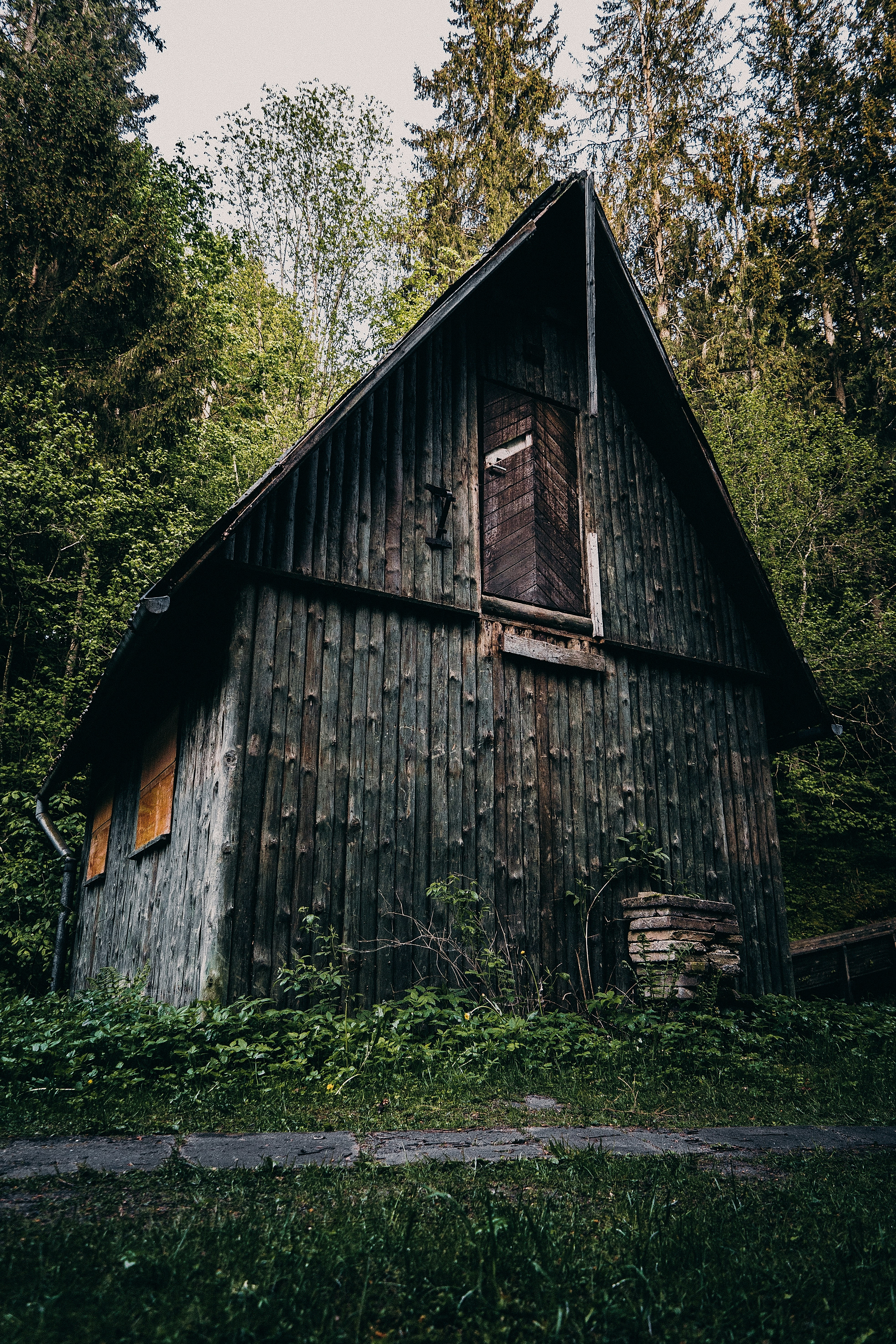 brown wooden house surrounded by green trees during daytime